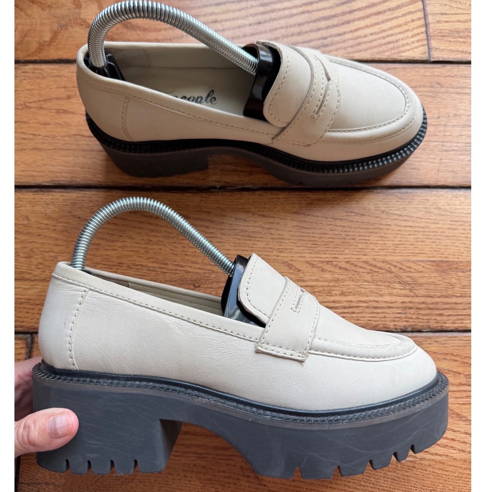 Free People Lyra Loafers 38 Cream Platform Lug Sole Chunky Grunge Whimsygoth
